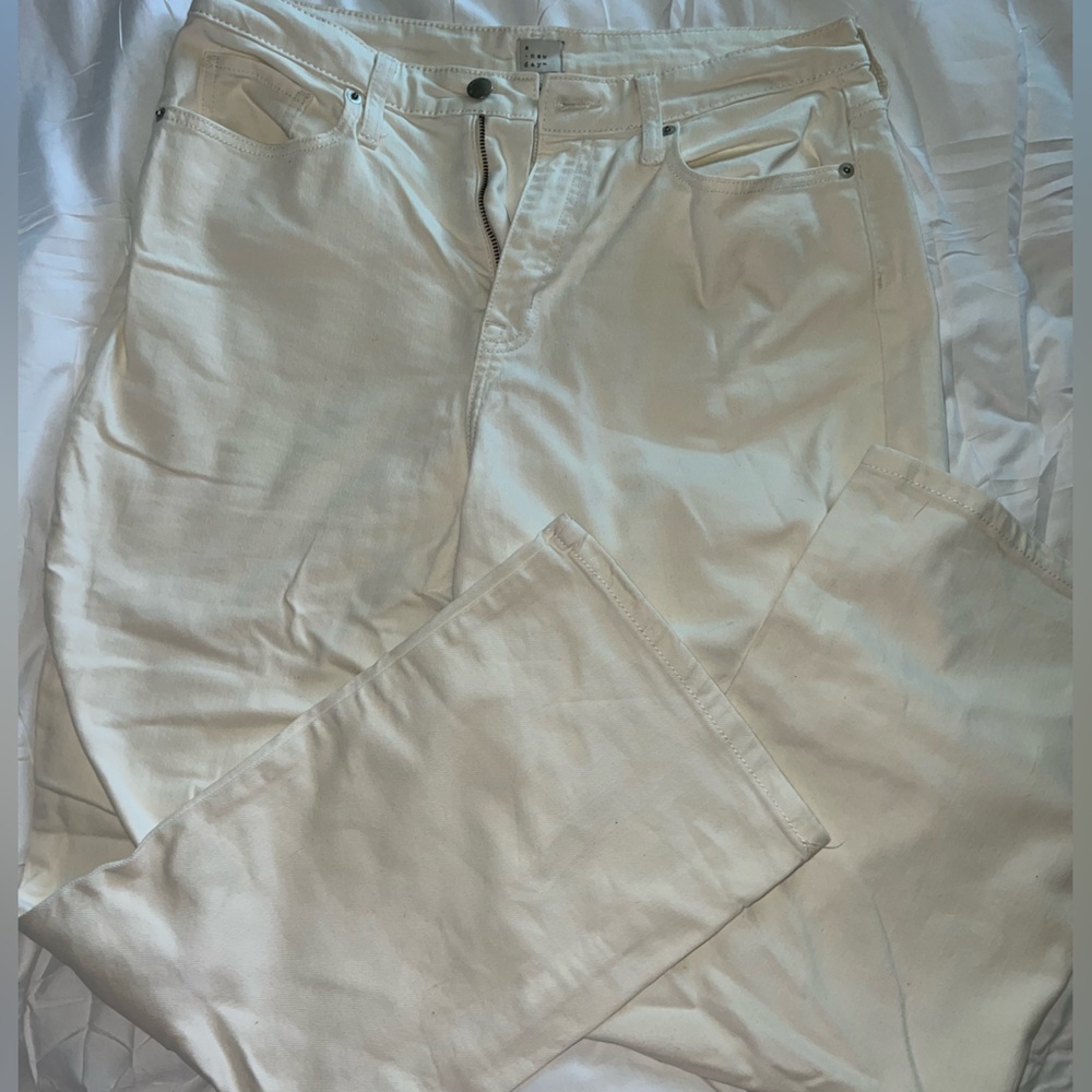 Cream High Rise Flare Jean